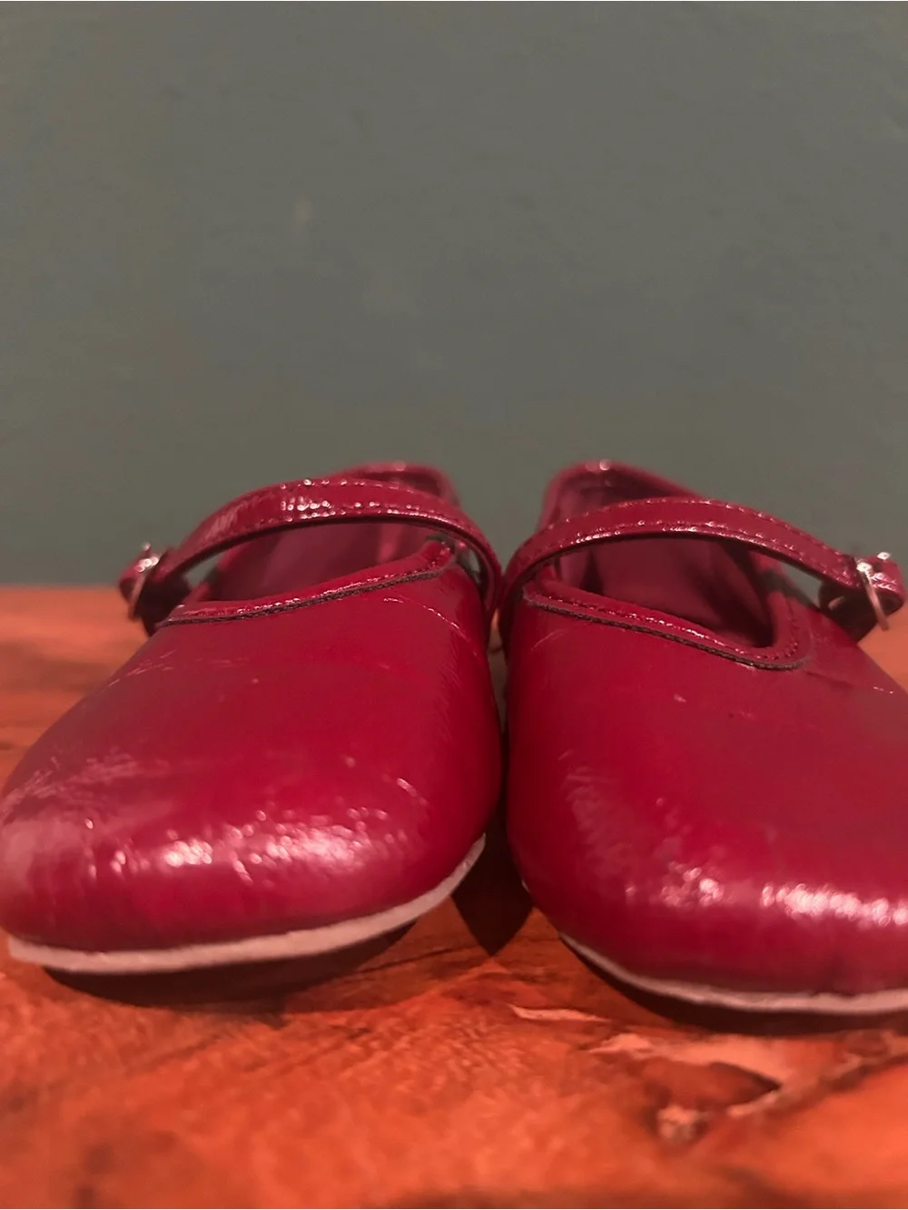 Zara Girls Patent Mary Jane Shoes in Deep Red